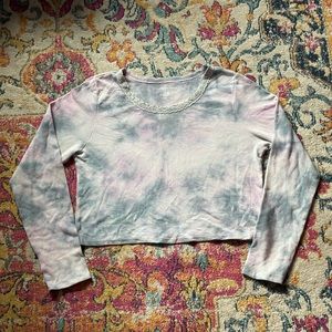 American eagle xxl tie dye long sleeve crop top with lace nick detail ✨